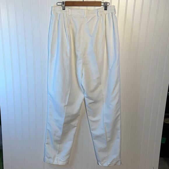 Elisabeth by Liz Claiborne Pleat Front Pants Women’s 16 White Linen/Cotton Blend - Picture 6 of 9